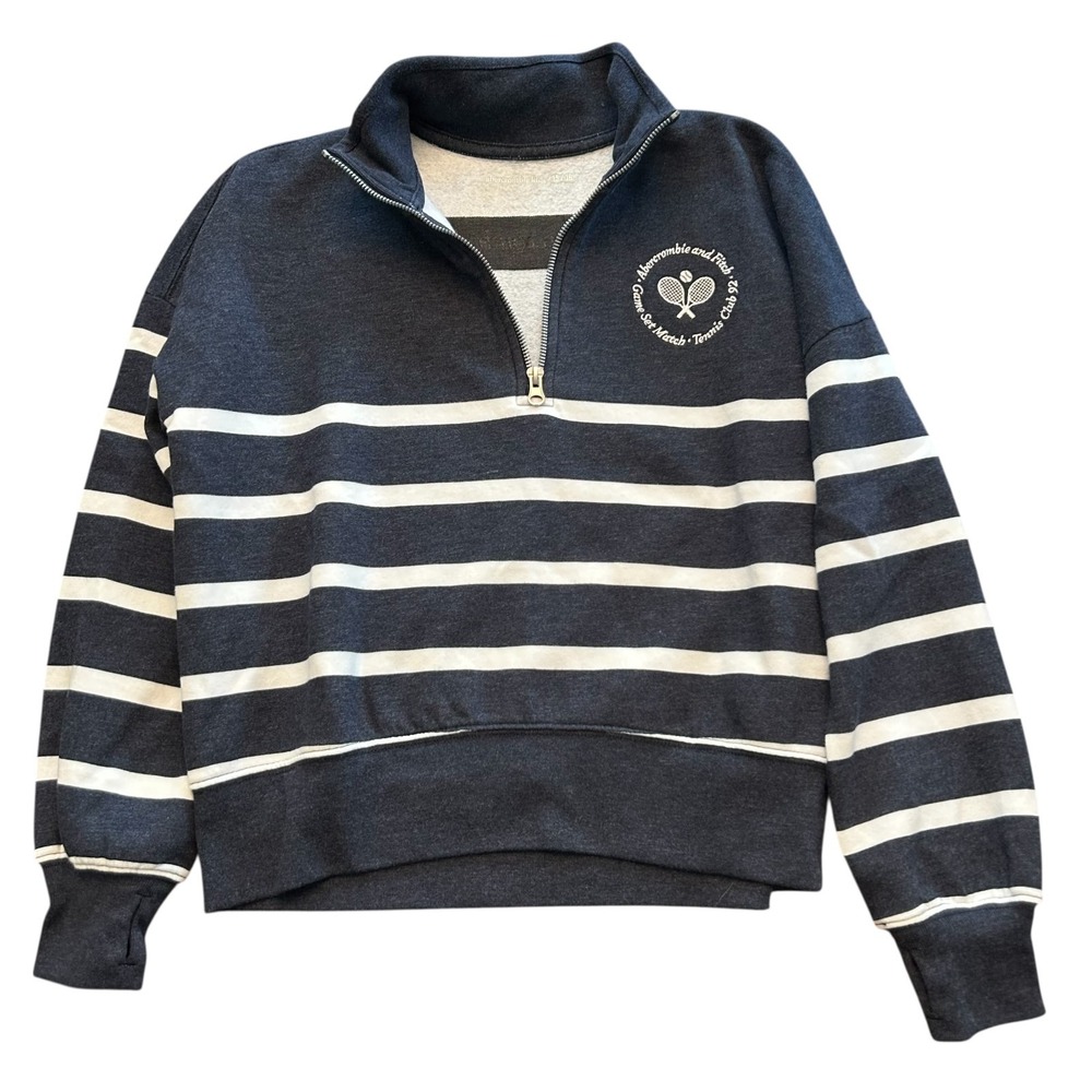Abercrombie & Fitch Kids Size 15/16 Girls Sweater Girls Logo Quarter Zip Tennis‎